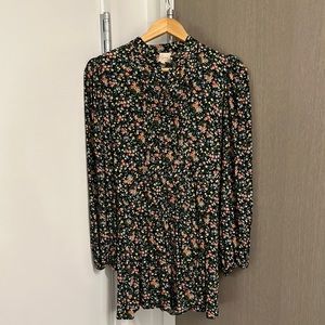 Sézane fitted floral button up mini dress with long sleeves